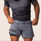 Adapt Jiu-Jitsu Dual-Layer Combination Shorts Dark Grey Paisley