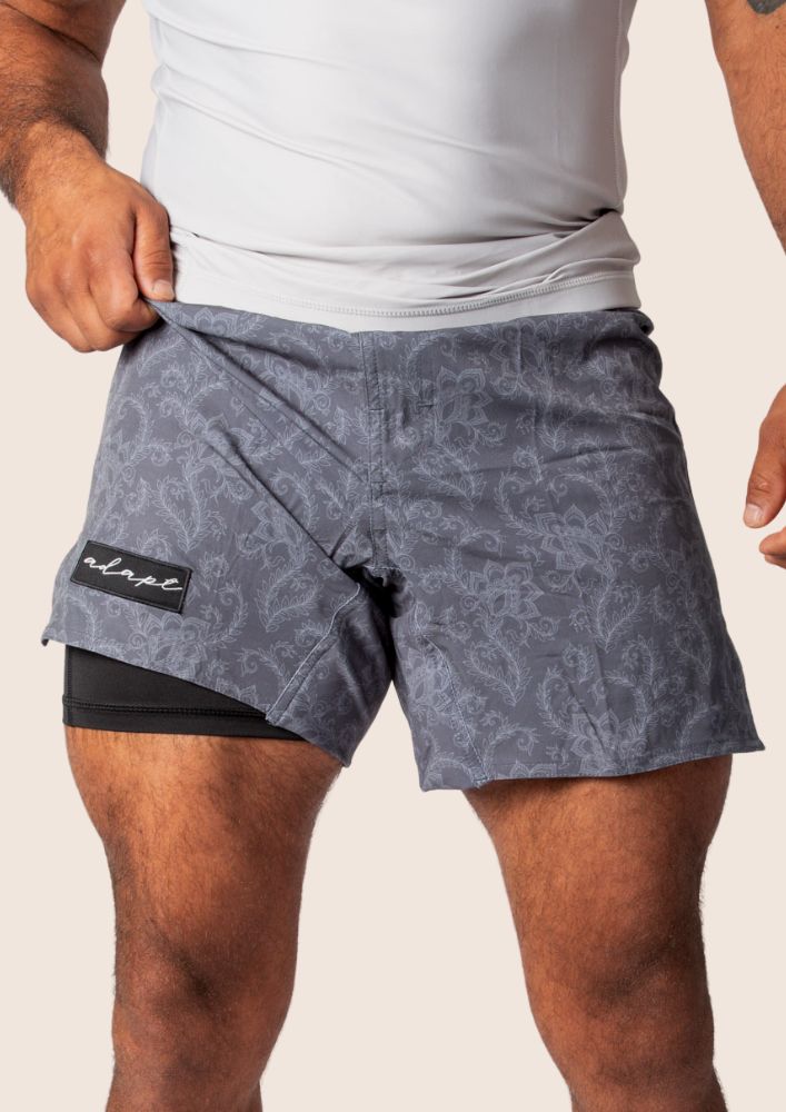 Adapt Jiu-Jitsu Dual-Layer Combination Shorts Dark Grey Paisley