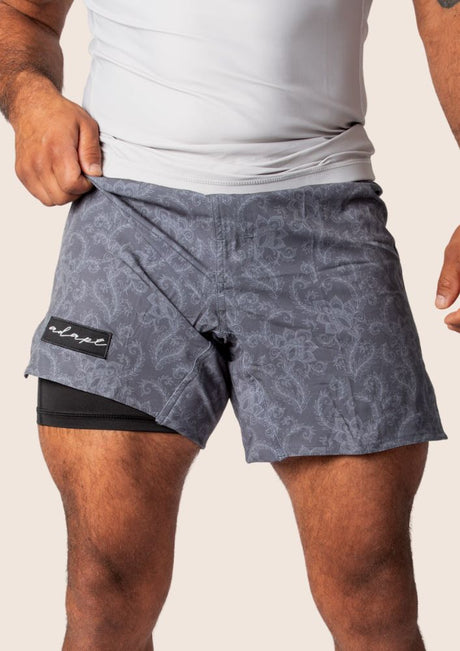 Adapt Jiu-Jitsu Dual-Layer Combination Shorts Dark Grey Paisley