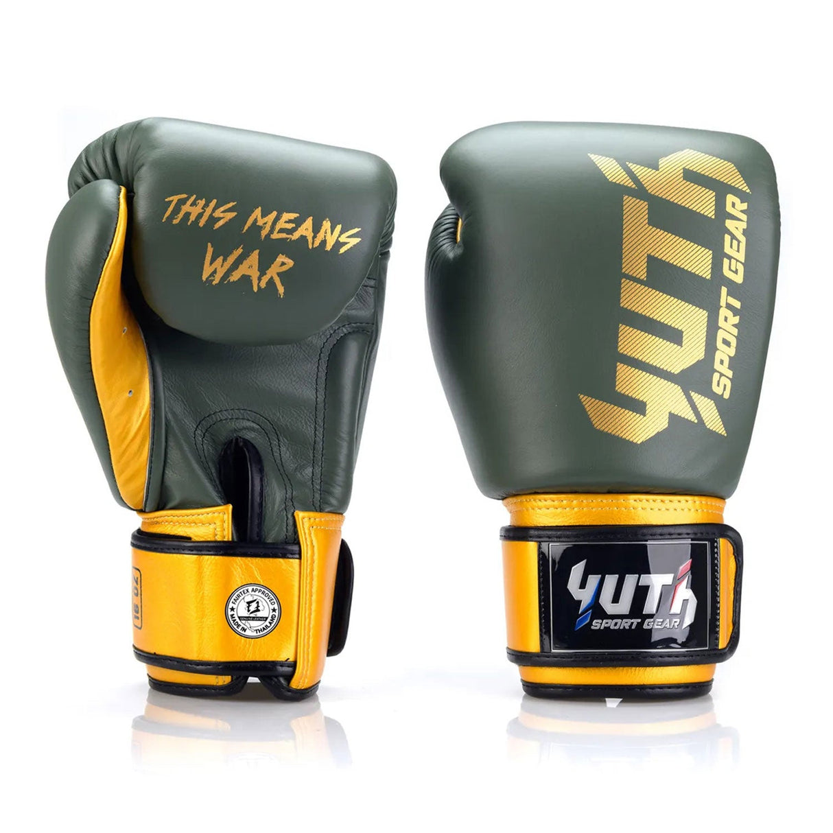 Yuth Gold Line Boxing Gloves - Olive/Gold