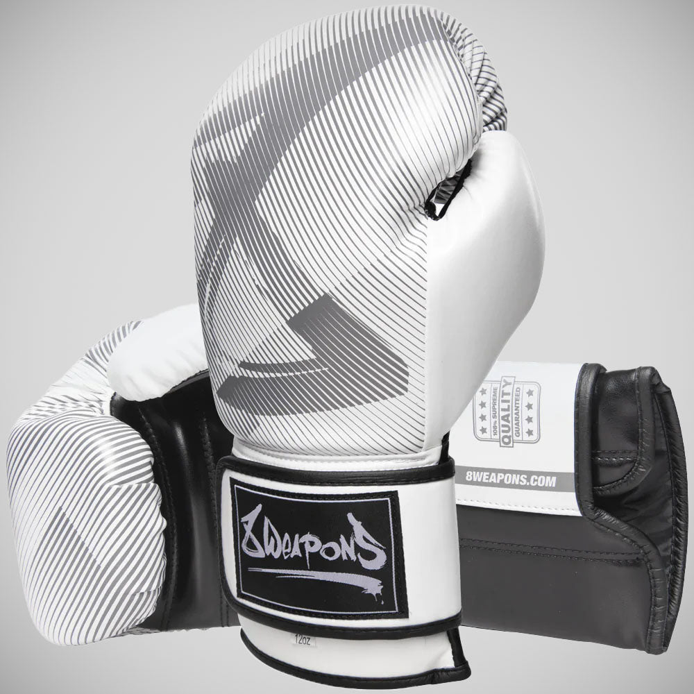 8 Weapons Hit Boxing Gloves White from Made4Fighters