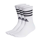 White Adidas 3-Stripes Cushioned Crew Socks   