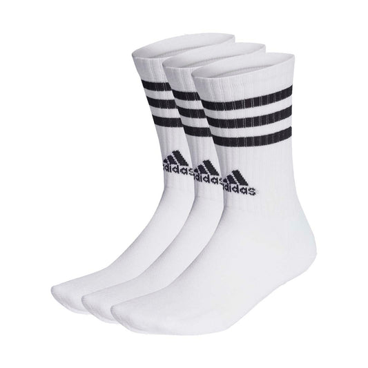 White Adidas 3-Stripes Cushioned Crew Socks