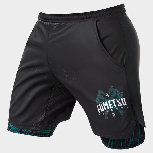 Black/Green Fumetsu Berserker Dual Layer Training Shorts