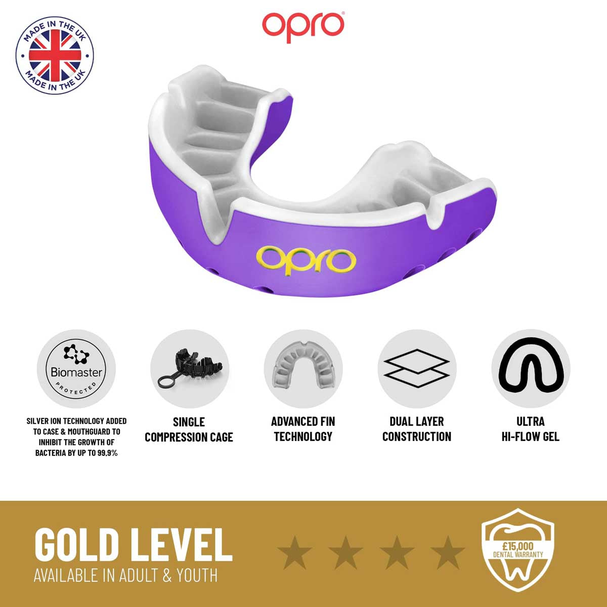 Opro Junior Gold Self-Fit Mouth Guard Blue/Pearl