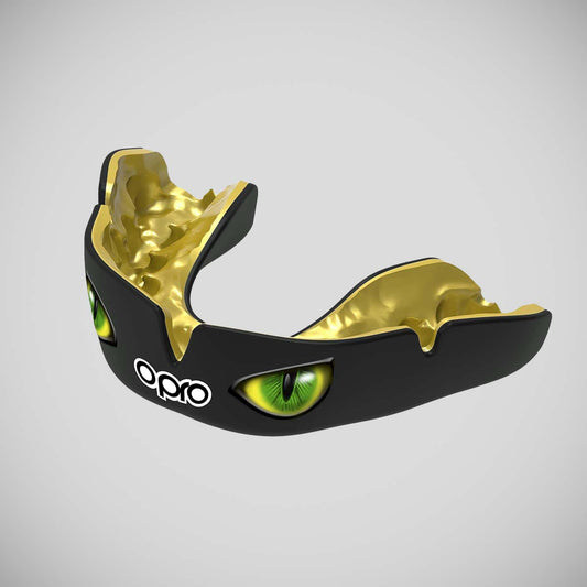 Black/Green/Gold Opro Instant Custom-Fit Eyes Mouth Guard