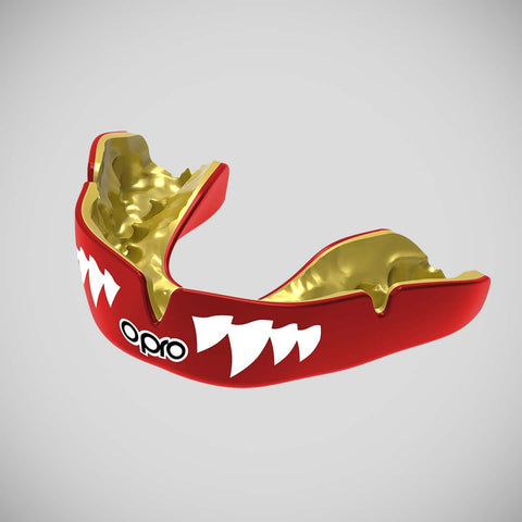 Red/White/Gold Opro Instant Custom-Fit Jaws Mouth Guard