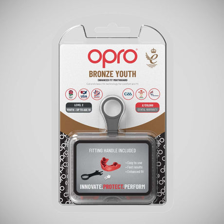 Opro Junior Bronze Self-Fit Mouth Guard Red   