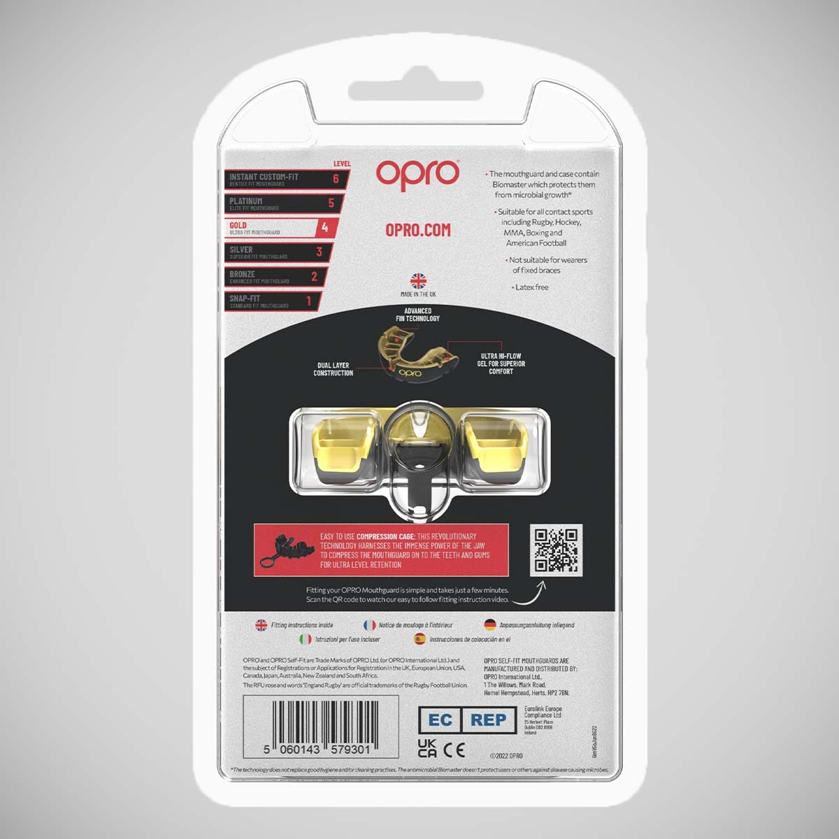 Opro Junior Gold Self-Fit Mouth Guard Black/Gold   