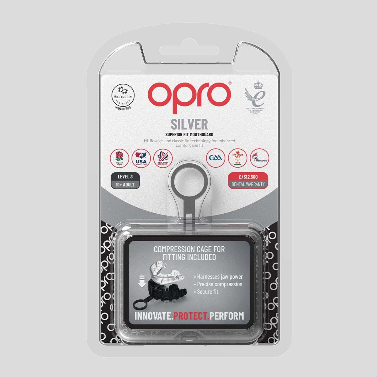 Opro Silver Self-Fit Mouth Guard Clear   