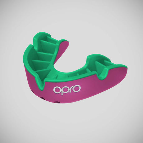 Opro Silver Self-Fit Mouth Guard Pink/Green   