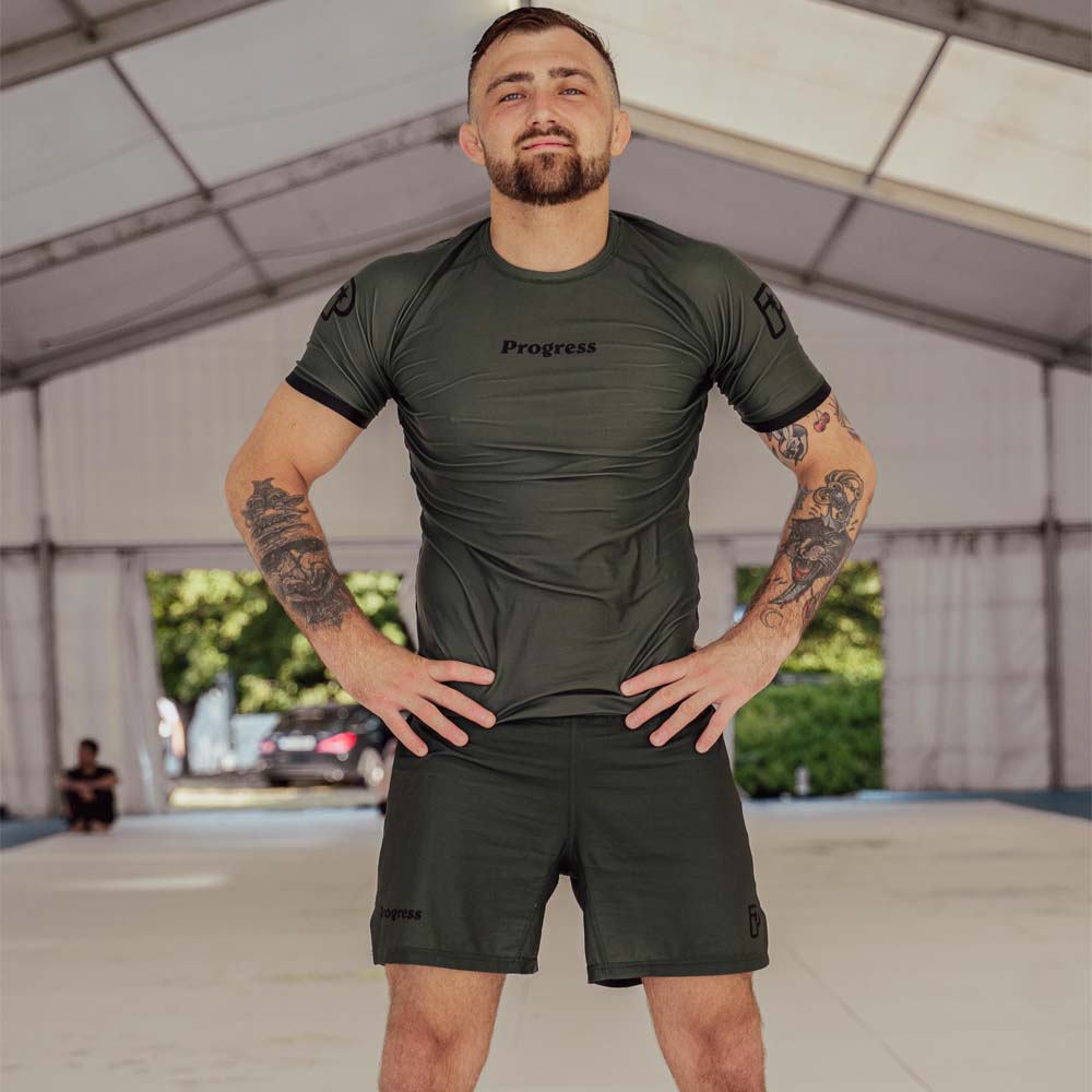 Khaki Progress Academy+ Short Sleeve Rash Guard   