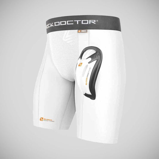 White Shock Doctor Youth Core Compression Short/Bioflex Cup