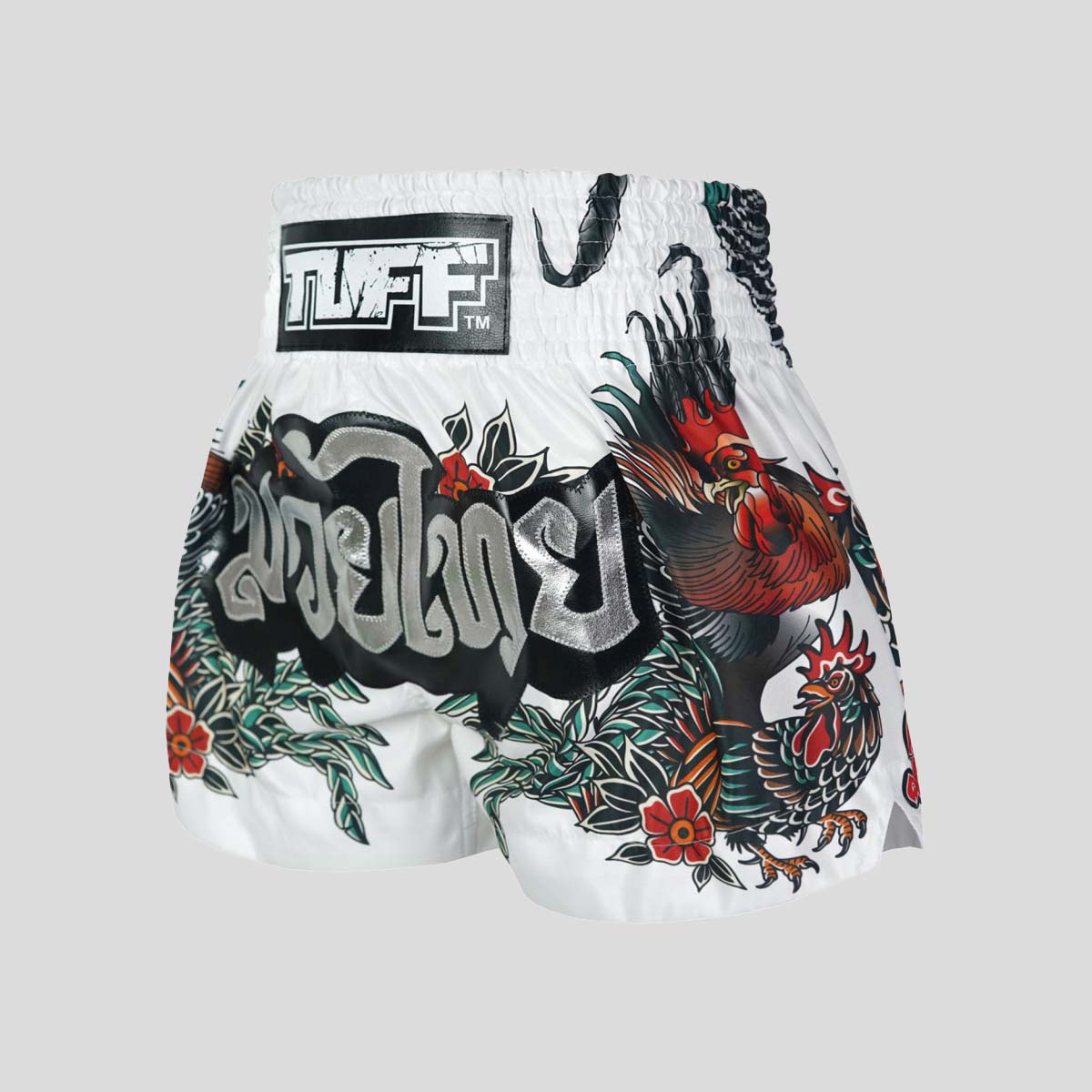 White TUFF Sport MS677 Origin of Thai Rooster Muay Thai Shorts   