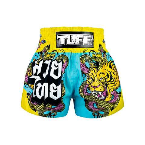 Blue/Yellow TUFF Sport MS685 Tiger and Python Muay Thai Shorts