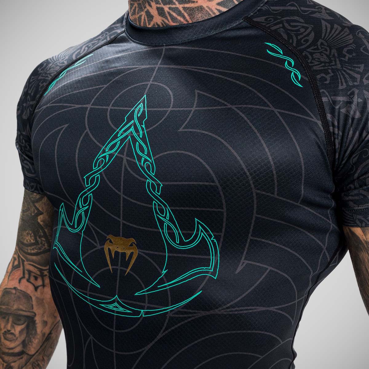 Black Venum Assassin's Creed Reloaded Short Sleeve Rash Guard   