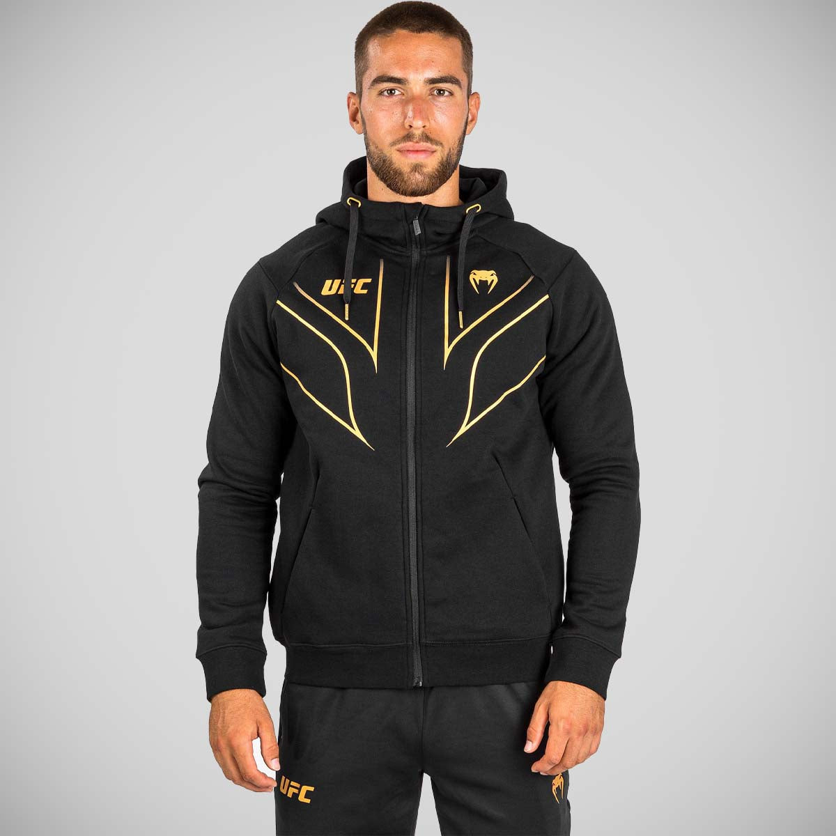 【UFC】 Championship Gold Hoodie red★正規品 ★追跡可 Venum UFC Fight Night 2.0 Replica Full Zip Hoodie Black/Gold
