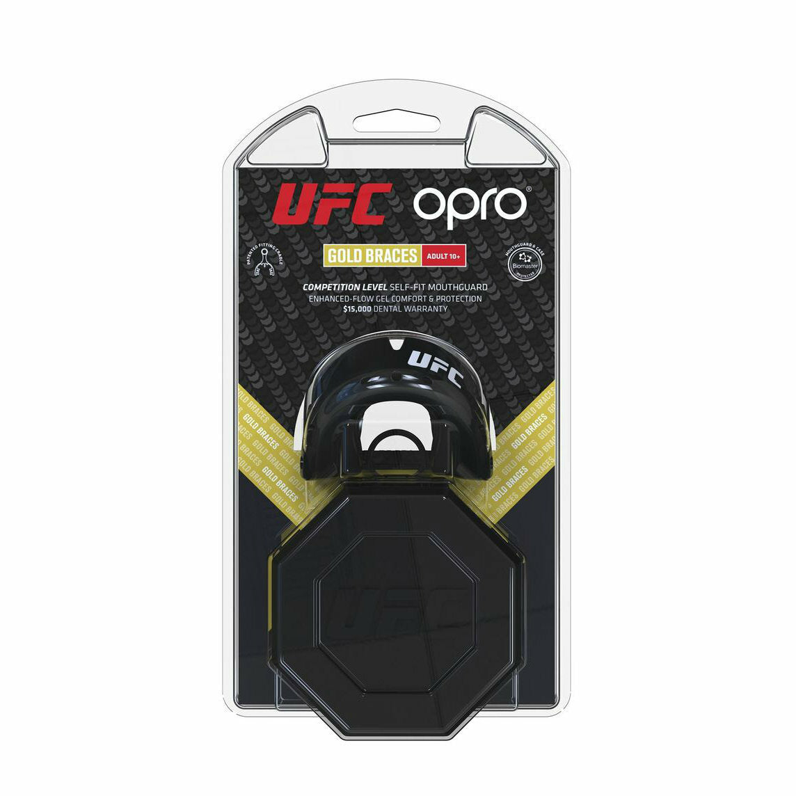 Black Metal-Silver Opro UFC Gold Braces Mouth Guard   