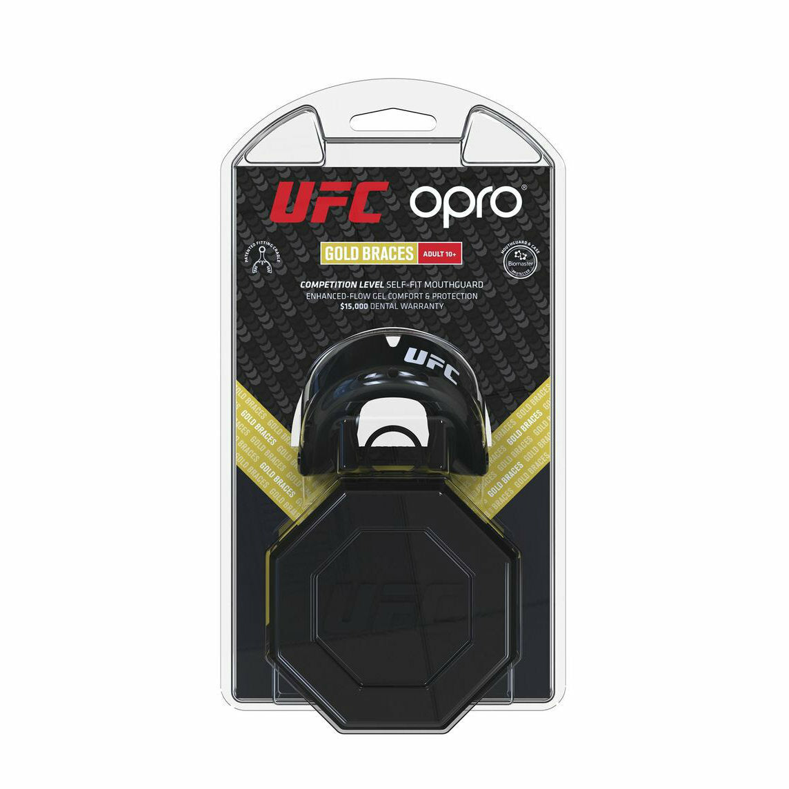 Opro UFC Gold Braces Mouth Guard Black Metal/Silver