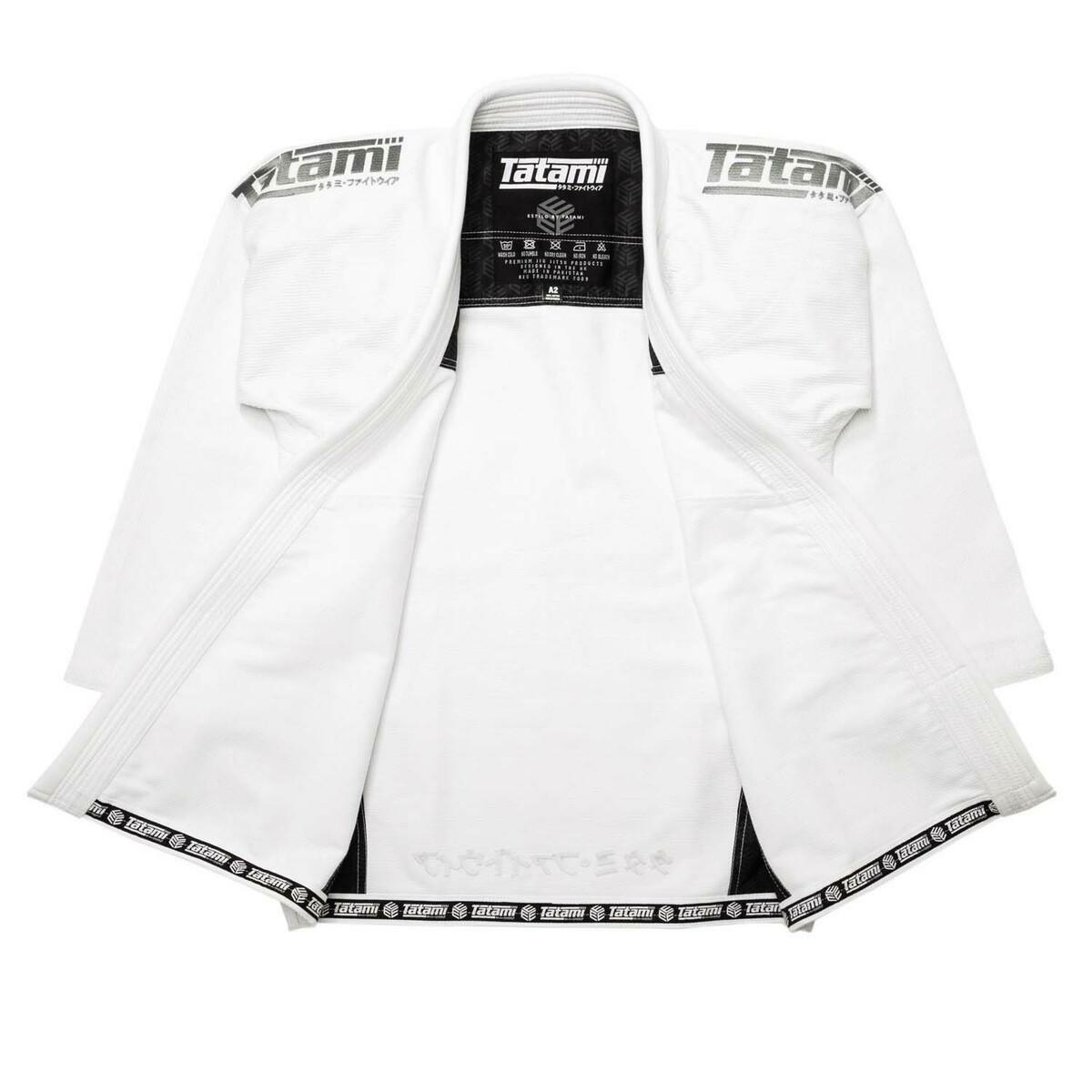 Grey on White Tatami Fightwear Estilo Black Label Mens BJJ Gi   