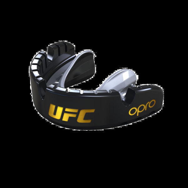 Black Metal-Silver Opro UFC Gold Braces Mouth Guard   