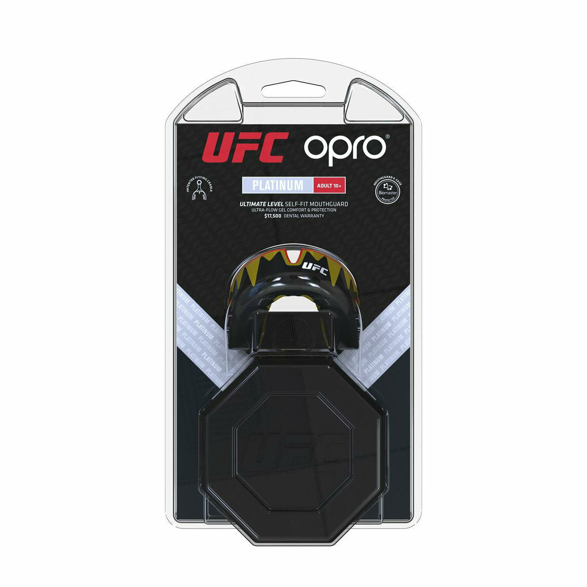 Black Metal-Red Opro UFC Platinum Fangz Mouth Guard   