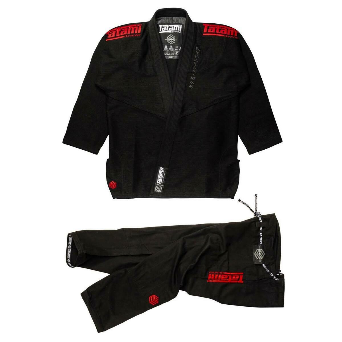 Tatami Fightwear Estilo Black Label Mens BJJ Gi Red on Black TATEBL001BR