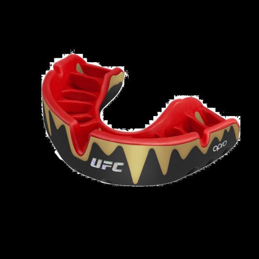 Black Metal-Red Opro UFC Platinum Fangz Mouth Guard