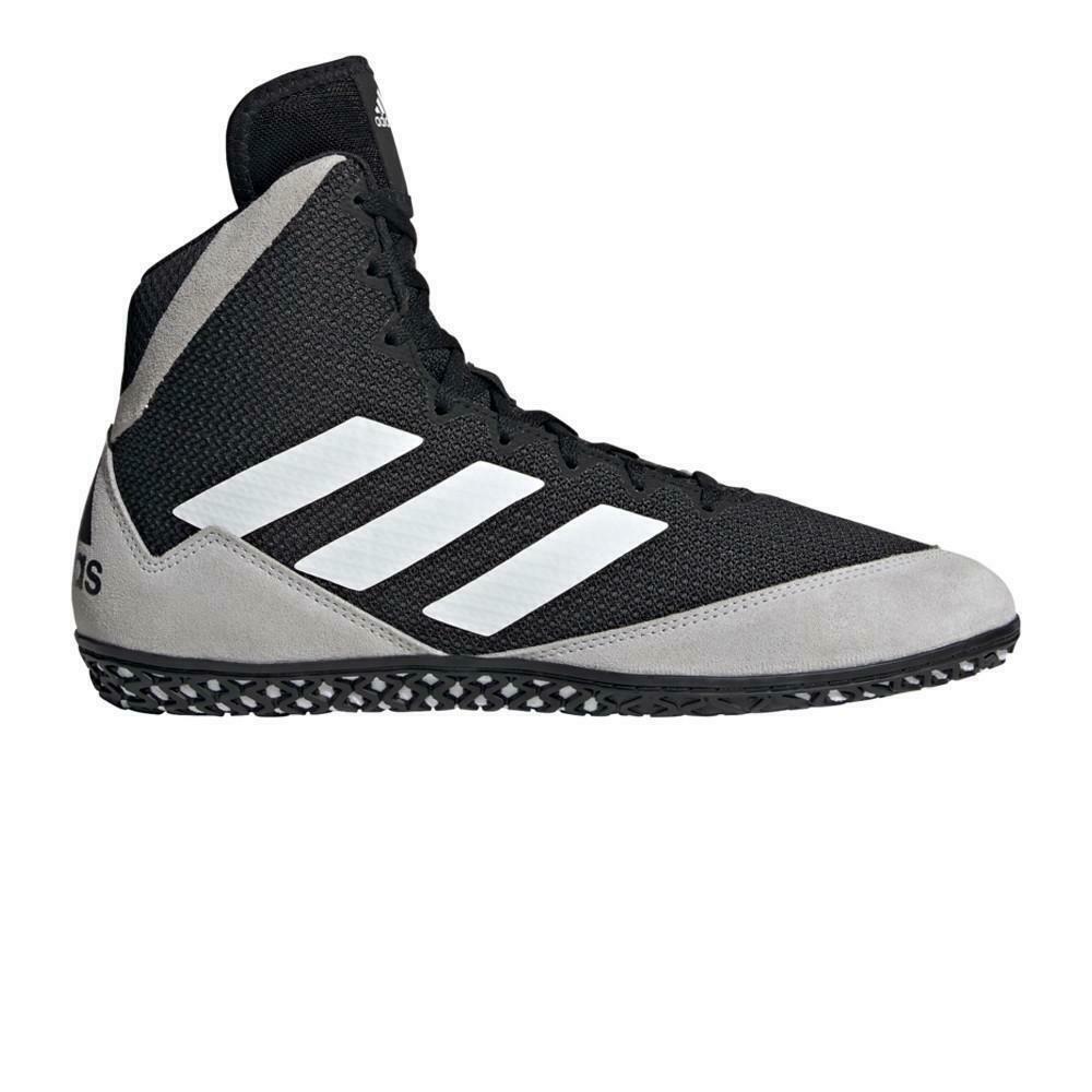 Black-White Adidas Mat Wizard 5 Wrestling Boots   