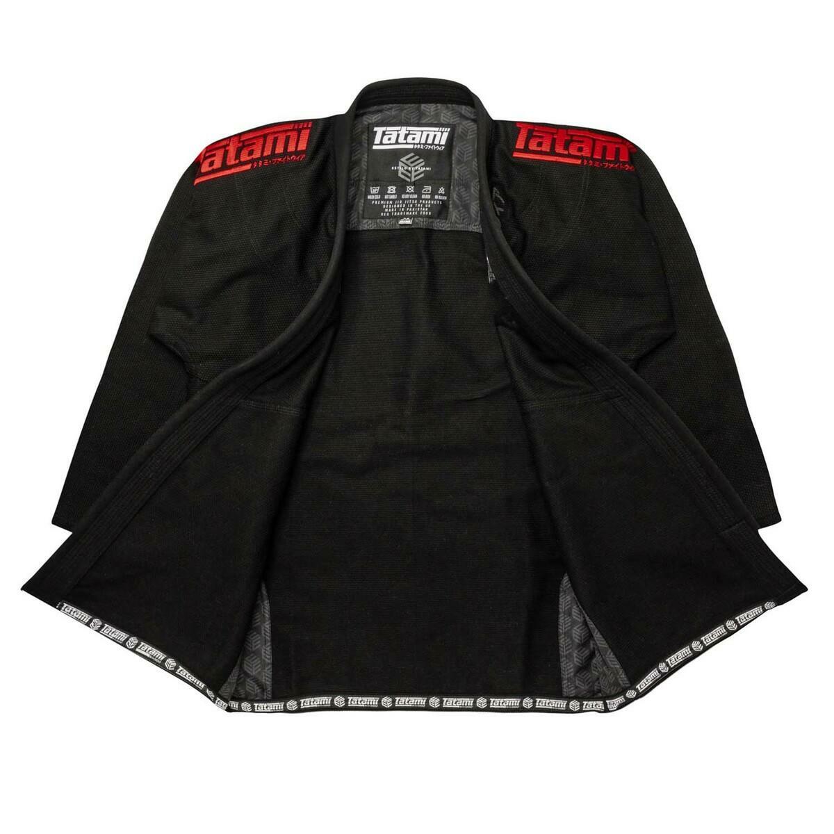 Tatami Fightwear Estilo Black Label Mens BJJ Gi Red on Black TATEBL001BR