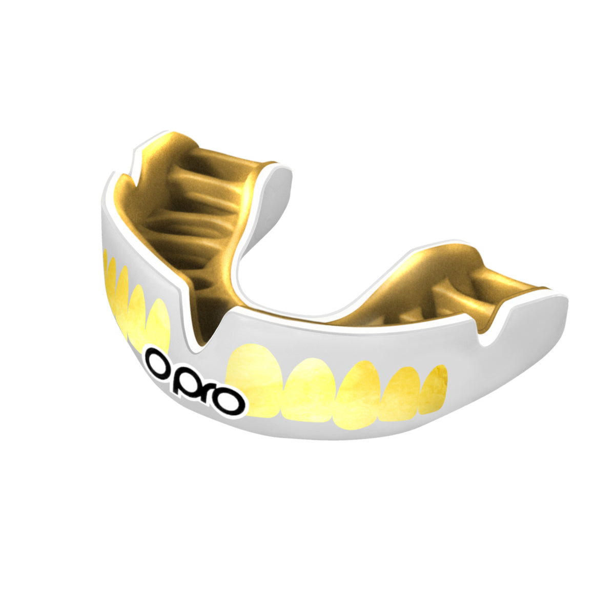 White-Gold Opro Power Fit Bling Teeth Mouth Guard   