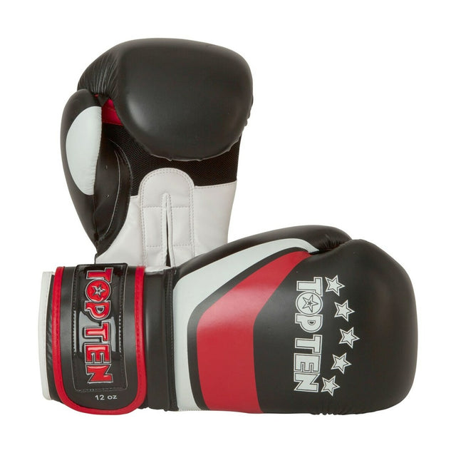 Black-Red Top Ten Stripe Boxing Gloves   