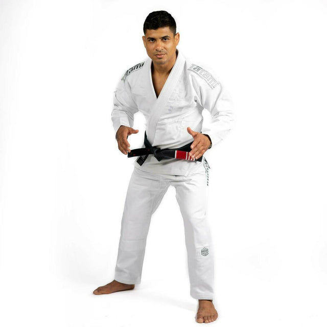 Grey on White Tatami Fightwear Estilo Black Label Mens BJJ Gi White A0 