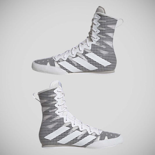 White/Grey Adidas Box Hog 4 Boxing Boots