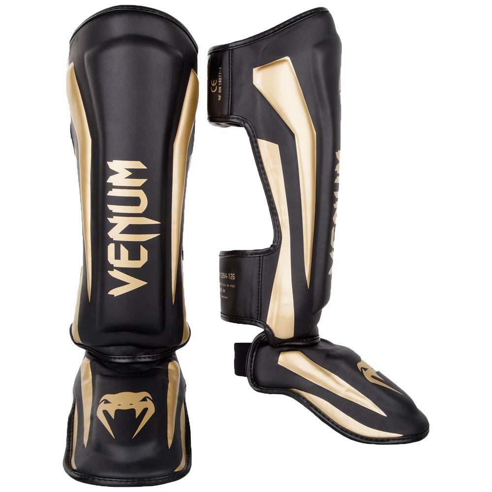 Black Venum Elite Stand Up Shin Guards