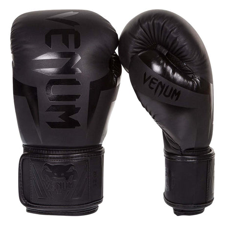 Black/Black Venum Elite Boxing Gloves 10oz  