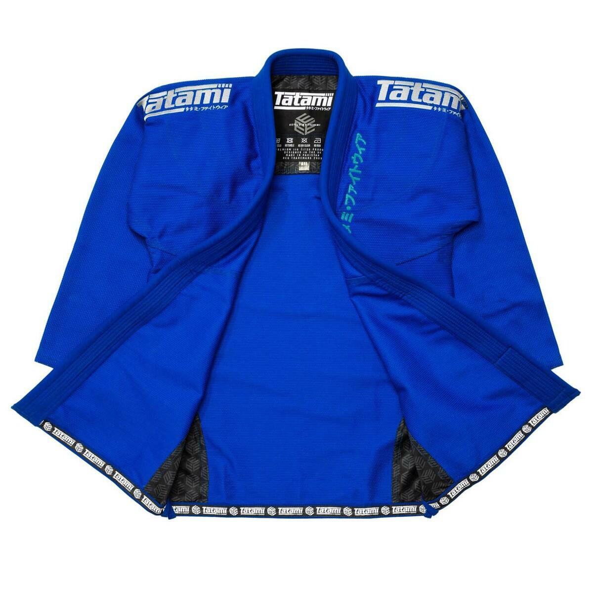 Grey on Blue Tatami Fightwear Estilo Black Label Mens BJJ Gi   