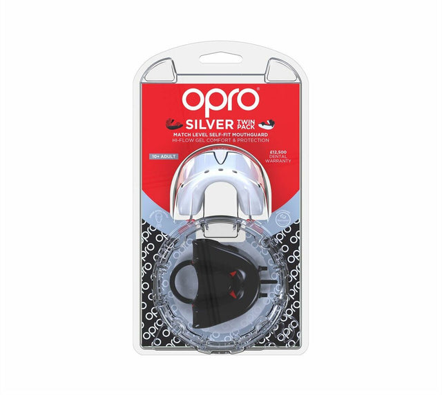 Black-White Opro Silver Twin Pack Gen 4 Mouth Guard   