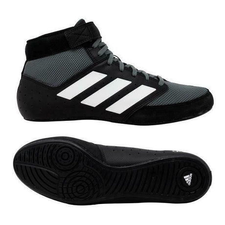 Black-White Adidas Mat Hog 2.0 Wrestling Boots   