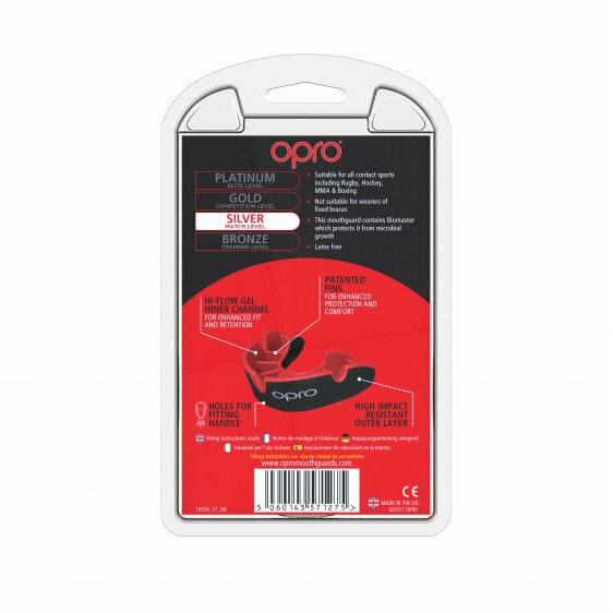 Opro Junior Silver Gen 4 Mouth Guard Black/Red