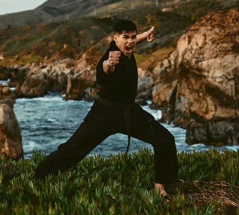 Century martial artist practising outdoors