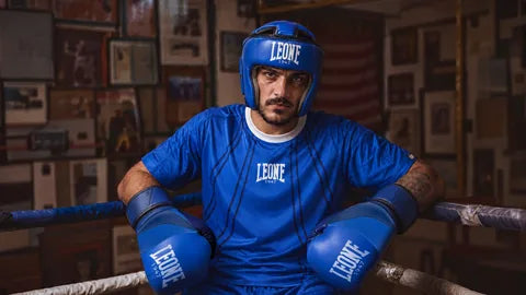 Boxer wearing Leone training gear