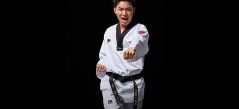 Martial artist wearing a Mooto uniform
